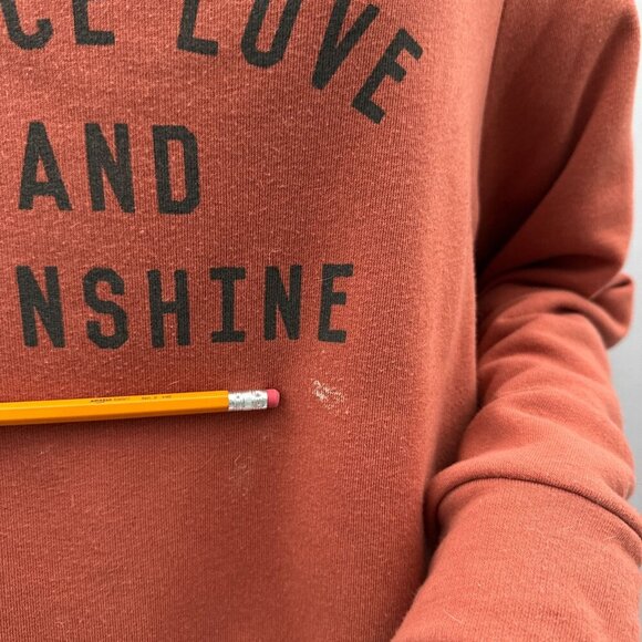 Lauren Conrad Custom Cut Peace Love Sunshine Boxy Crop Sweater Rust Orange L - Picture 6 of 10